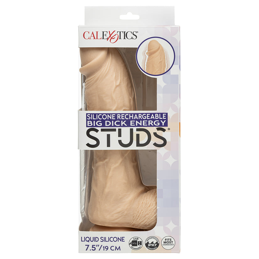 CALEXOTICS - STUDS BIG DICK ENERGY SILICONE RECHARGEABLE DILDO 7.5 IN. IVORY