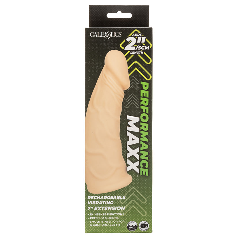 CALEXOTICS - PERFORMANCE MAXX RECHARGEABLE VIBRATING EXTENSION IVORY 7 IN.