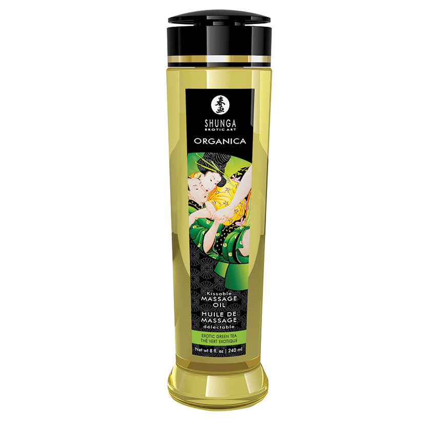 SHUNGA - ORGANIC KISSABLE MASSAGE OIL EXOTIC GREEN TEA 8 OZ.