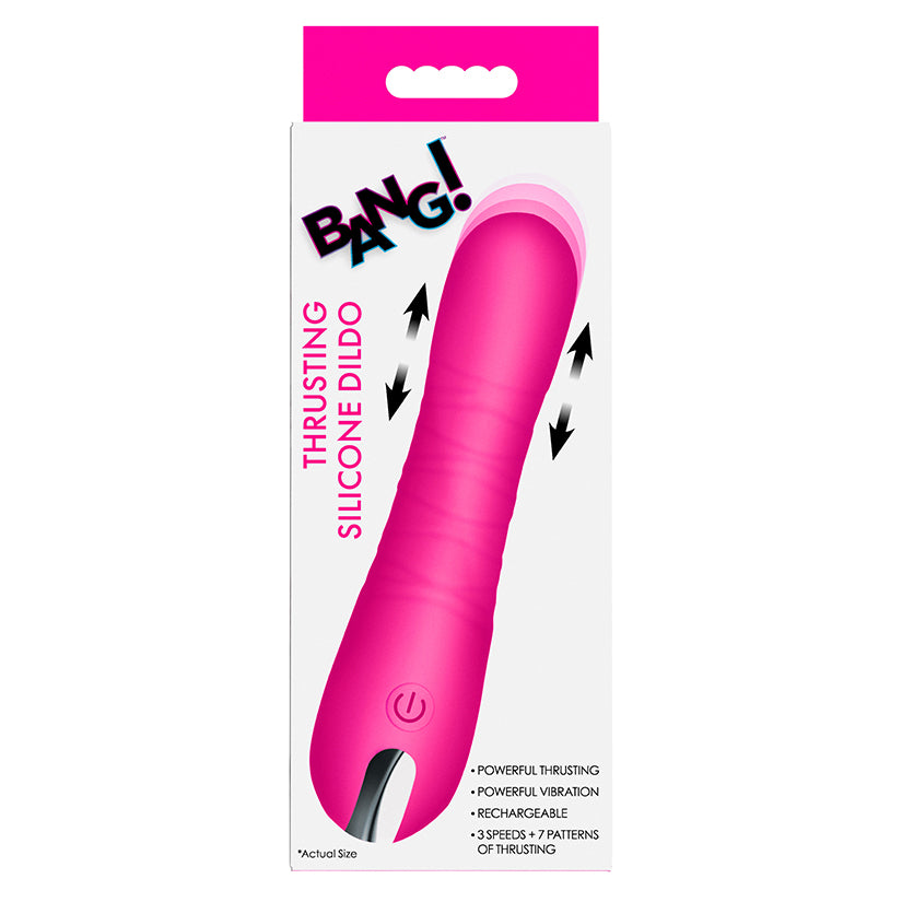 XR BRANDS - BANG! DILDO DE SILICONE COM MOVIMENTO ROSA