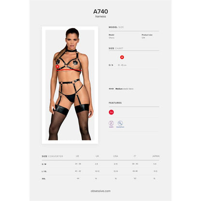 OBSESSIVE - A740 ARNÉS DE PECHO PARA BONDAGE TALLA ÚNICA AJUSTABLE