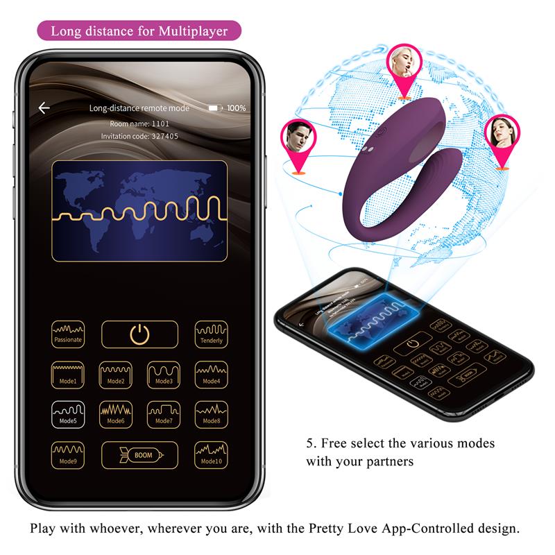 PRETTYLOVE - AARI JUGUETE PARA PAREJAS CON VIBRACIÓN Y GOLPETEO Y APP