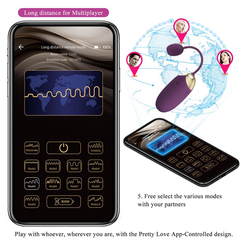 PRETTYLOVE - ABNER HUEVO VIBRADOR CON APP LILA