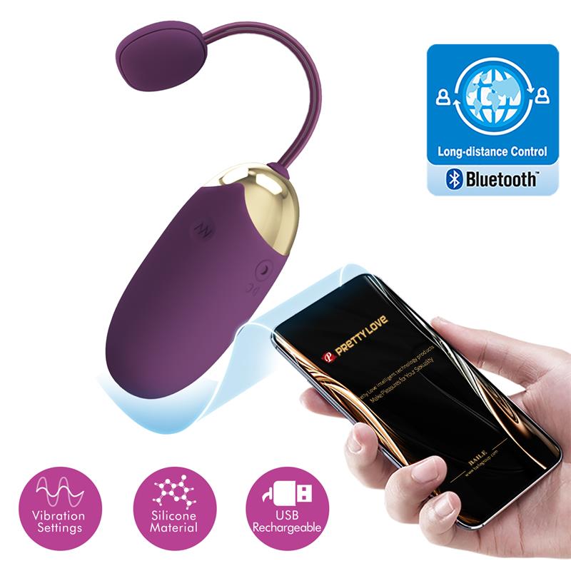 PRETTYLOVE - ABNER HUEVO VIBRADOR CON APP LILA