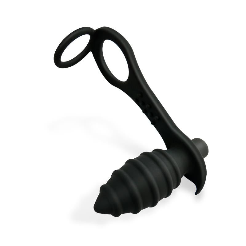 AFTERDARK - AKSTEN PLUG ANAL CON VIBRACIÓN Y ANILLO PARA TESTÍCULOS