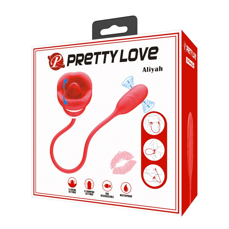 PRETTYLOVE - ALIYAH ESTIMULADOR DOBLE BOCA Y HUEVO SILICONA