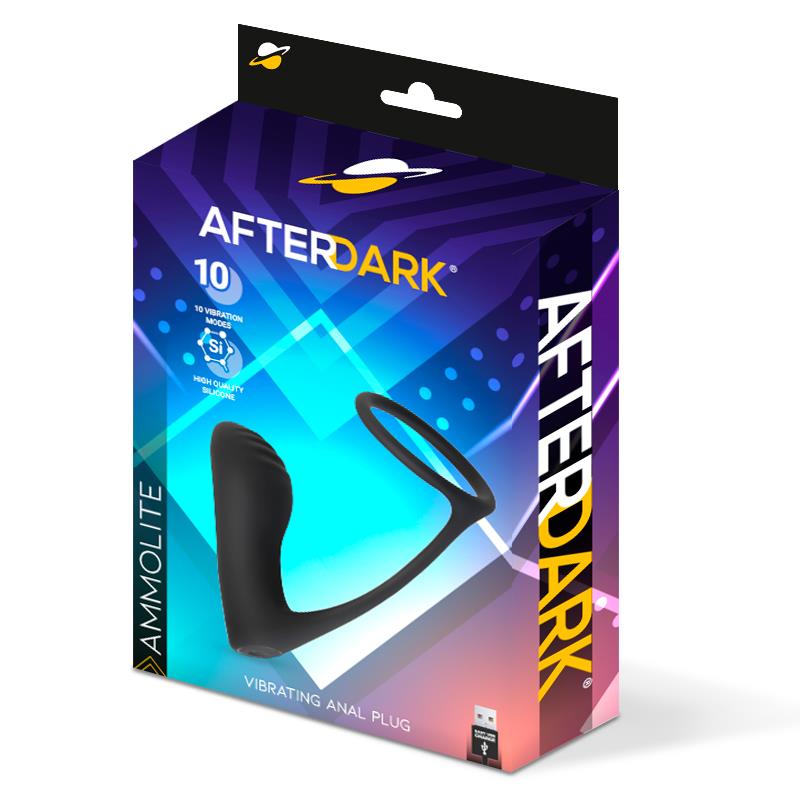 AFTERDARK - AMMOLITE PLUG ANAL CON VIBRACIÓN Y ANILLO PARA TESTÍCULOS