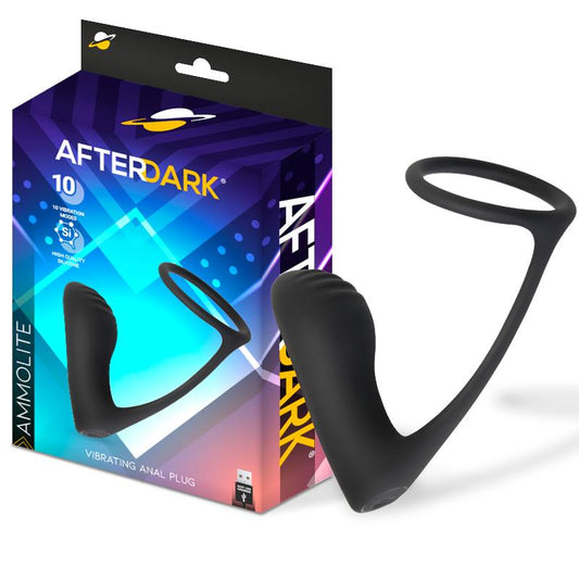 AFTERDARK - AMMOLITE PLUG ANAL CON VIBRACIÓN Y ANILLO PARA TESTÍCULOS
