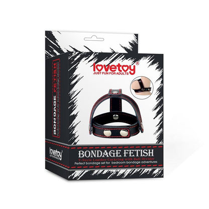 LOVETOY - ANILLO DE PENE Y TESTÍCULOS CUERO NEGRO