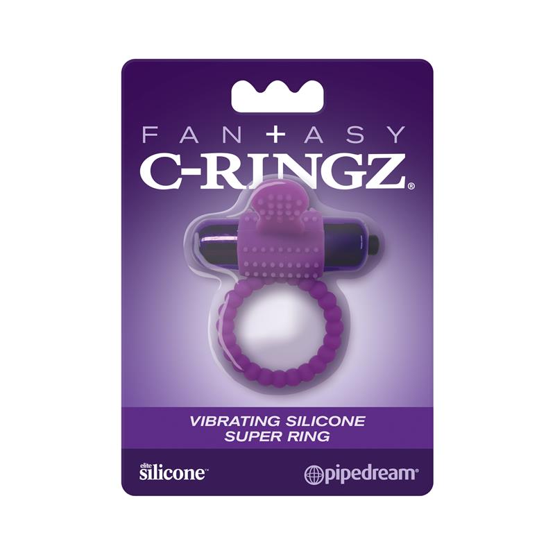 FANTASY C-RINGZ - ANILLO DE SILICONA CON BALA VIBRADORA PÚRPURA