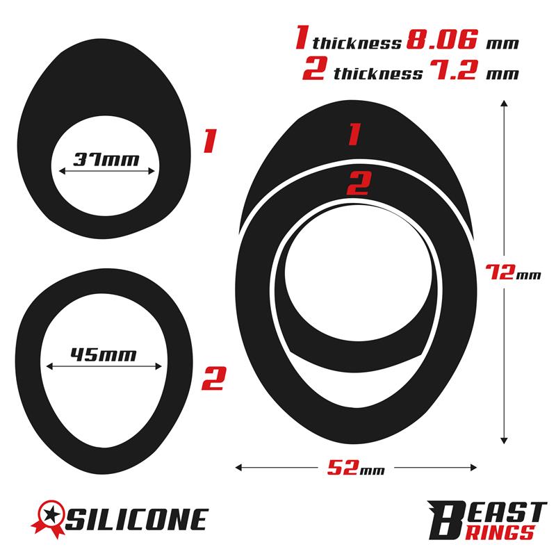 BEAST RINGS - ANILLO DOBLE PARA EL PENE 37/45 MM