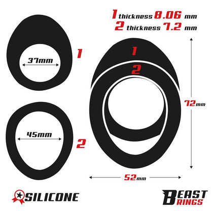 BEAST RINGS - ANILLO DOBLE PARA EL PENE 37/45 MM