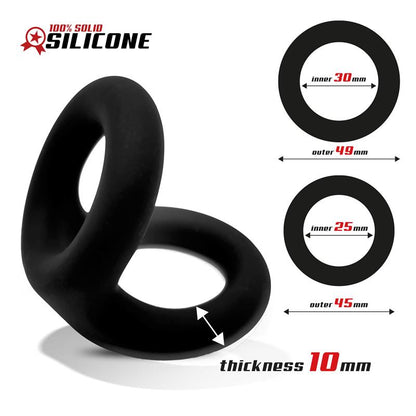 BEAST RINGS - ANILLO DOBLE PARA EL PENE SILICONA SOLIDA 2.5 / 3 CM
