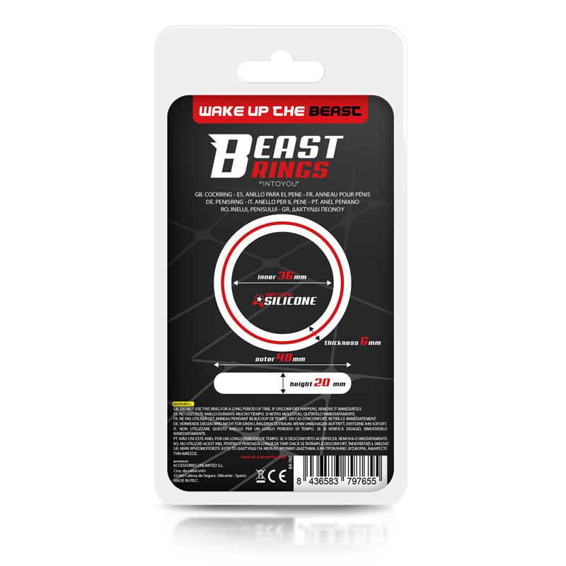 BEAST RINGS - ANILLO PARA EL PENE 100% SILICONA SÓLIDA 3.6 CM AMARILLO Y NEGRO
