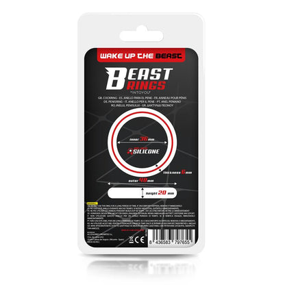 BEAST RINGS - ANILLO PARA EL PENE 100% SILICONA SÓLIDA 3.6 CM AMARILLO Y NEGRO