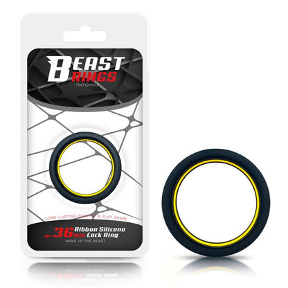 BEAST RINGS - ANILLO PARA EL PENE 100% SILICONA SÓLIDA 3.6 CM AMARILLO Y NEGRO