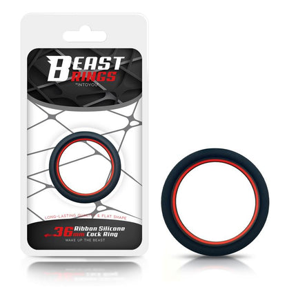 BEAST RINGS - ANILLO PARA EL PENE 100% SILICONA SÓLIDA 3.6 CM ROJO Y NEGRO