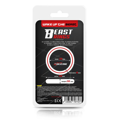BEAST RINGS - ANILLO PARA EL PENE 100% SILICONA SÓLIDA 3.6 CM ROJO Y NEGRO