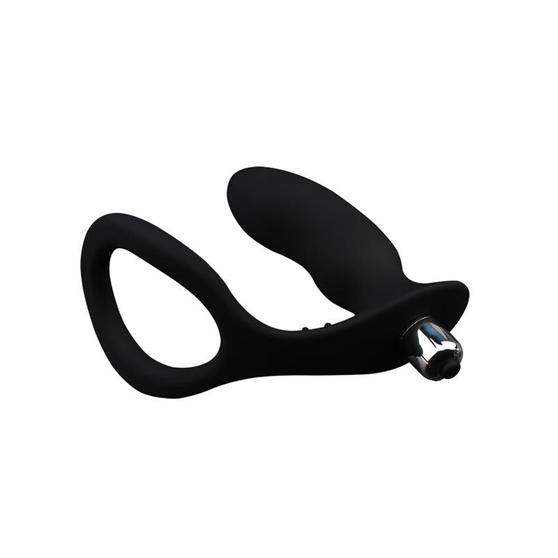 CHISA - ANILLO PARA EL PENE CON PLUG ANAL NEGRO