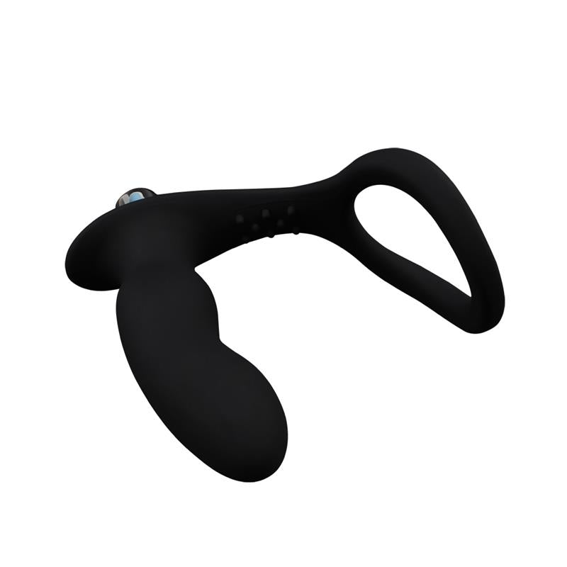 CHISA - ANILLO PARA EL PENE CON PLUG ANAL NEGRO