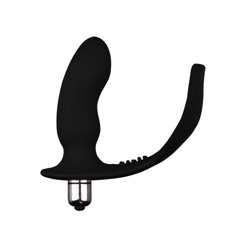 CHISA - ANILLO PARA EL PENE CON PLUG ANAL NEGRO