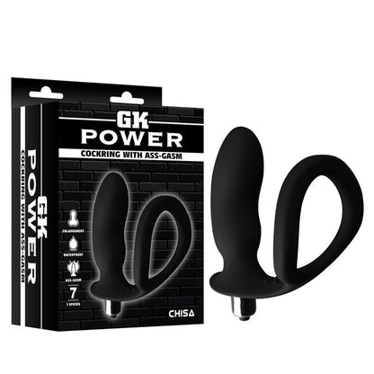 CHISA - ANILLO PARA EL PENE CON PLUG ANAL NEGRO