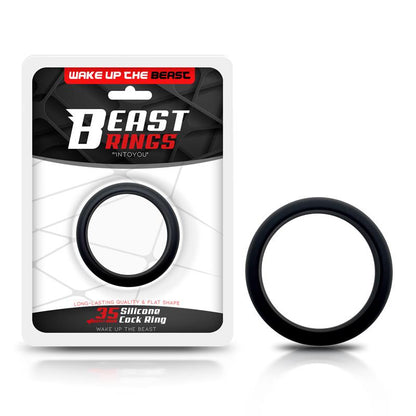 BEAST RINGS - ANILLO PARA EL PENE FORMA PLANA SILICONA SÓLIDA 3.5 CM NEGRO
