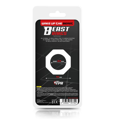 BEAST RINGS - ANILLO PARA EL PENE POLIGONAL SÚPER FLEXIBLE 2.2 CM NEGRO