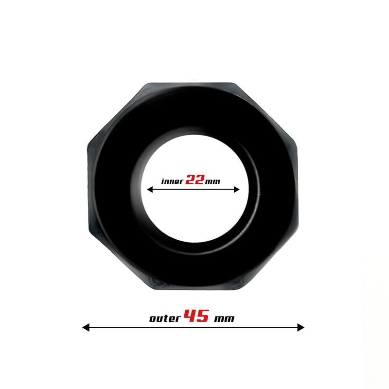 BEAST RINGS - ANILLO PARA EL PENE POLIGONAL SÚPER FLEXIBLE 2.2 CM NEGRO