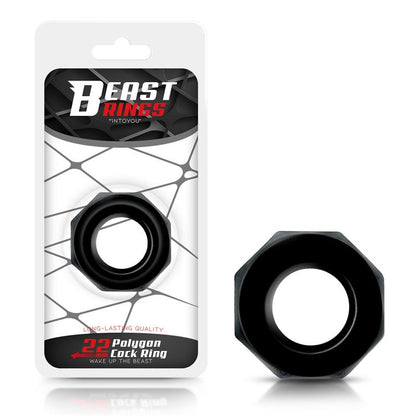 BEAST RINGS - ANILLO PARA EL PENE POLIGONAL SÚPER FLEXIBLE 2.2 CM NEGRO