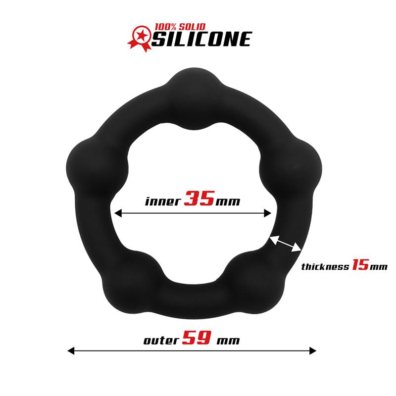 BEAST RINGS - ANILLO PARA EL PENE SILICONA SÓLIDA 3.5 CM NEGRO