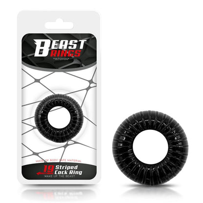 BEAST RINGS - ANILLO PARA EL PENE STRIPED SÚPER FLEXIBLE Y RESISTENTE 1.9 CM NEGRO