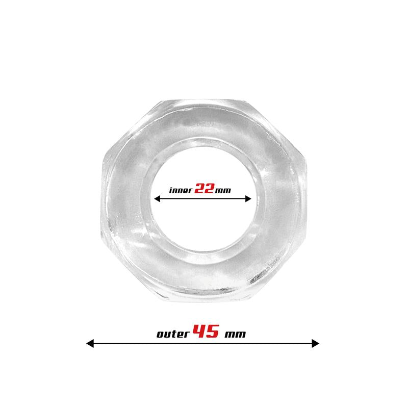 BEAST RINGS - ANILLO PARA EL PENE SÚPER FLEXIBLE POLIGONAL 2.2 CM TRANSPARENTE