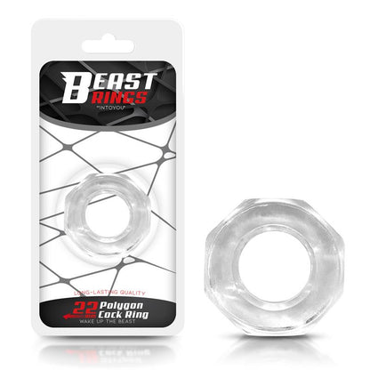 BEAST RINGS - ANILLO PARA EL PENE SÚPER FLEXIBLE POLIGONAL 2.2 CM TRANSPARENTE