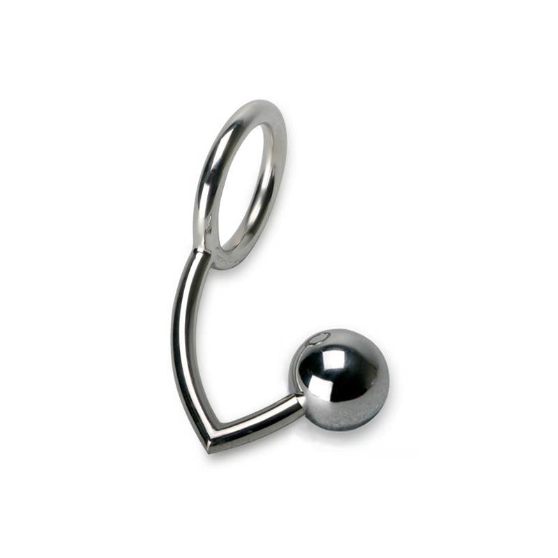 BONDAGE PLAY - ANILLO PARA TESTÍCULOS CON BOLA ANAL