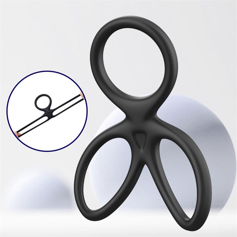 BEAST RINGS - ANILLO TRIPLE PENE Y TESTÍCULOS SILICONA LÍQUIDA FLEXIBLE