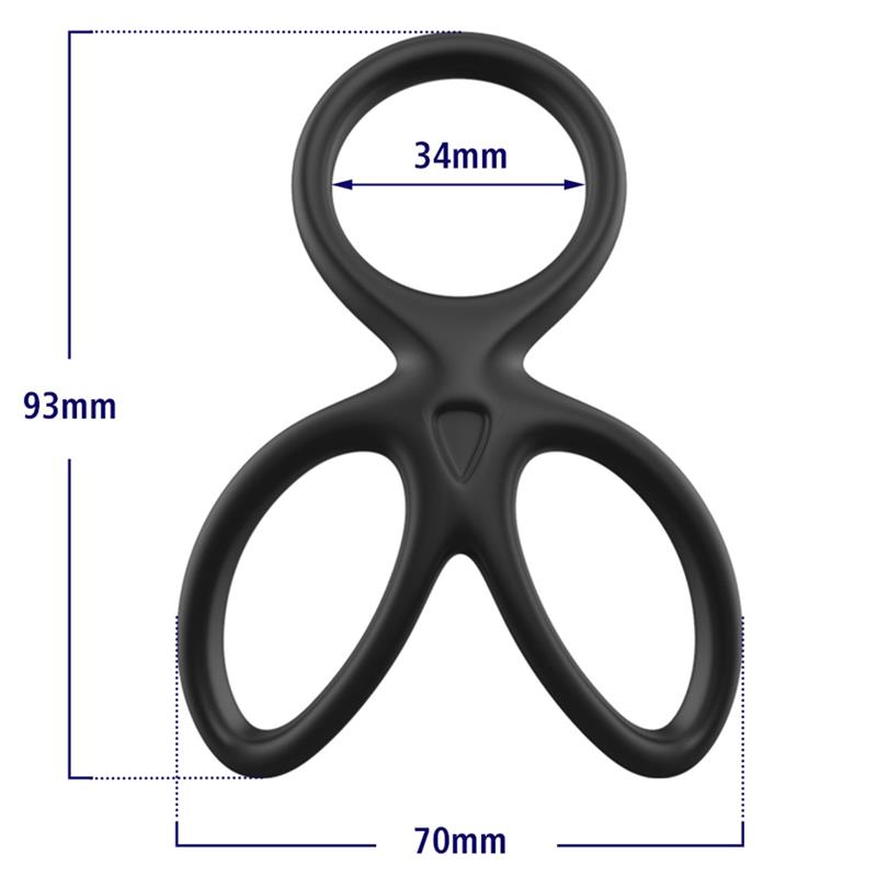 BEAST RINGS - ANILLO TRIPLE PENE Y TESTÍCULOS SILICONA LÍQUIDA FLEXIBLE