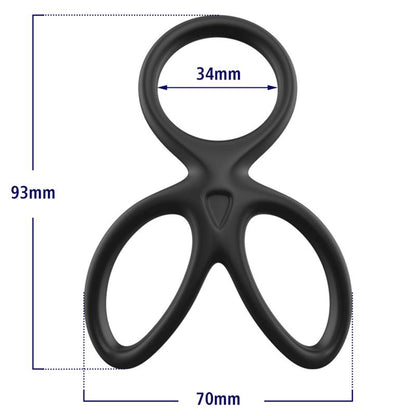 BEAST RINGS - ANILLO TRIPLE PENE Y TESTÍCULOS SILICONA LÍQUIDA FLEXIBLE