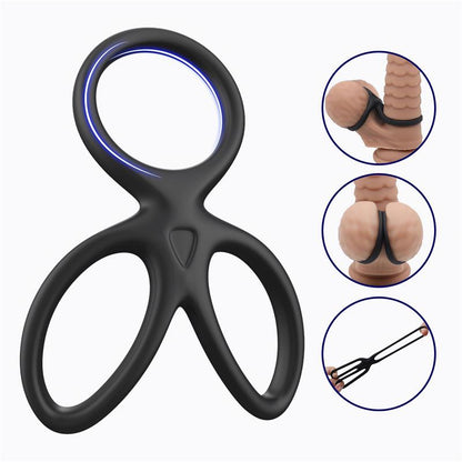 BEAST RINGS - ANILLO TRIPLE PENE Y TESTÍCULOS SILICONA LÍQUIDA FLEXIBLE