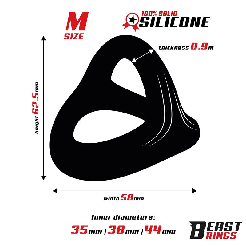 BEAST RINGS - ANILLO TRIPLE SILICONA SOLIDA 44/38/35MM TALLA M