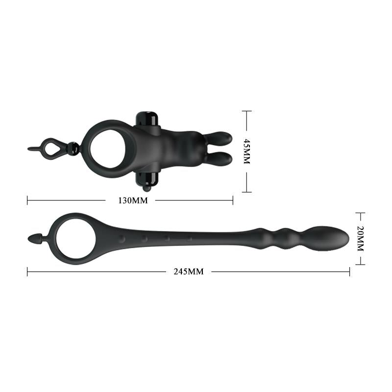 PRETTYLOVE - ANILLO VIBRADOR CON CADENA ANAL DESMONTABLE