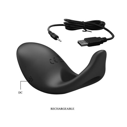 PRETTYLOVE - ANILLO VIBRADOR GEMMA USB SILICONA NEGRO