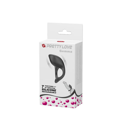 PRETTYLOVE - ANILLO VIBRADOR GEMMA USB SILICONA NEGRO
