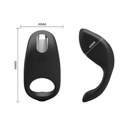 PRETTYLOVE - ANILLO VIBRADOR GEMMA USB SILICONA NEGRO