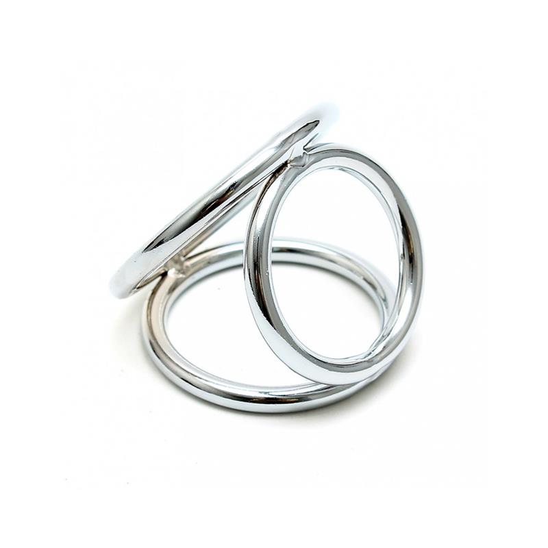 BONDAGE PLAY - ANILLOS EN TRIÁNGULO METÁLICO PARA PENE Y TESTÍCULOS