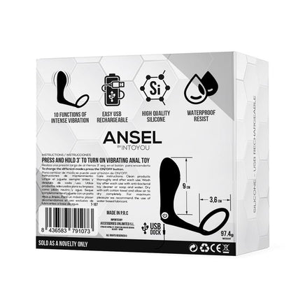 TARDENOCHE - ANSEL PLUG ANAL CON VIBRACIÓN Y ANILLO USB SILICONA