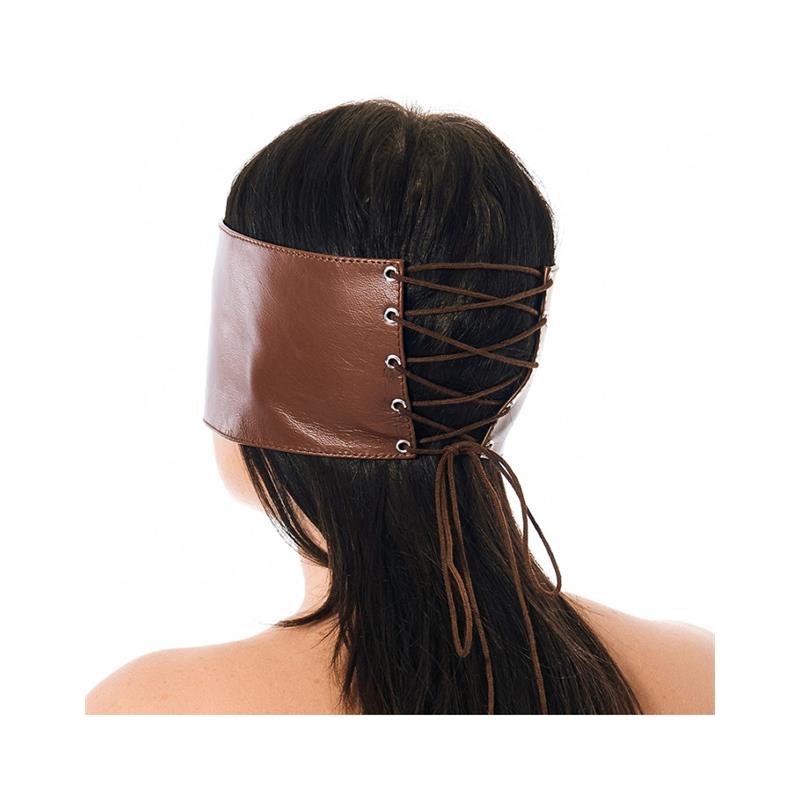 BONDAGE PLAY - ANTIFAZ ANCHO CUERO MARRÓN