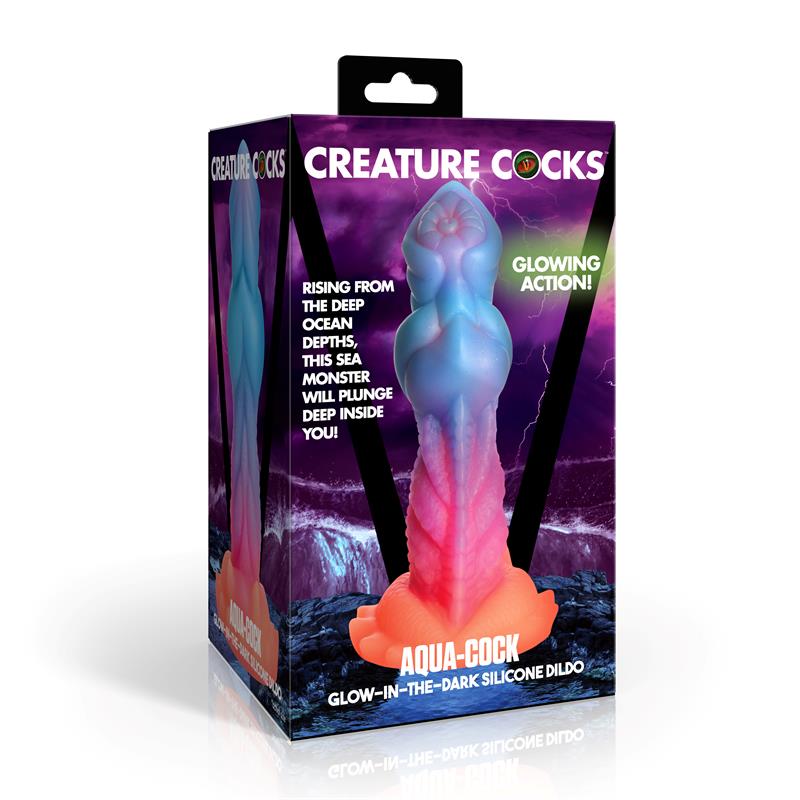 CREATURE COCKS - AQUA-COCK DILDO BRILLA EN LA OSCURIDAD SILICONA