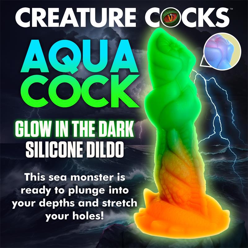 CREATURE COCKS - AQUA-COCK DILDO BRILLA EN LA OSCURIDAD SILICONA