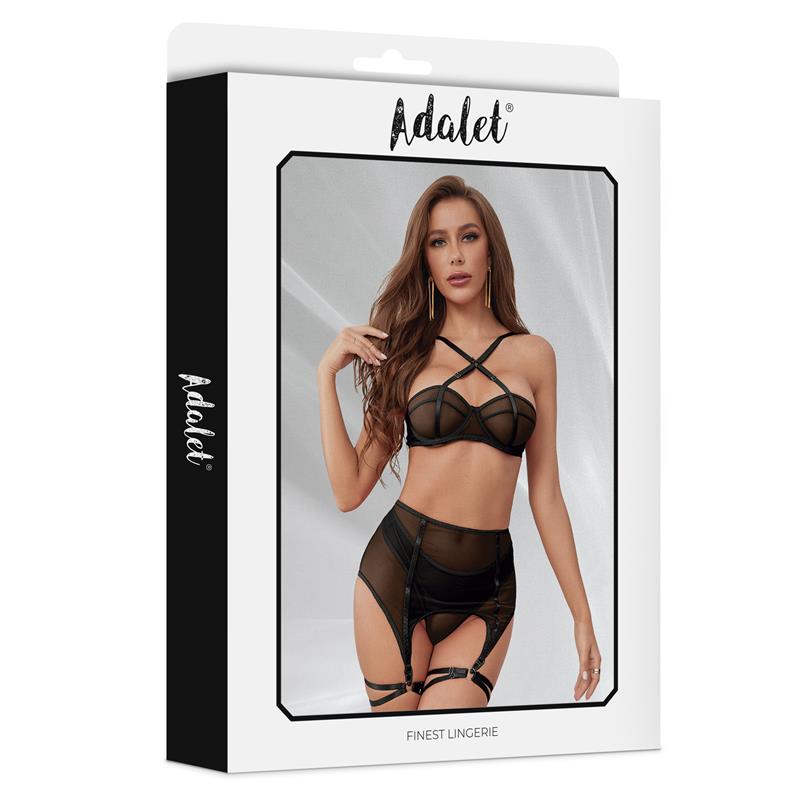 ADALET LINGERIE - ARIA SET SUJETADOR, TANGA, LIGERO Y LIGAS